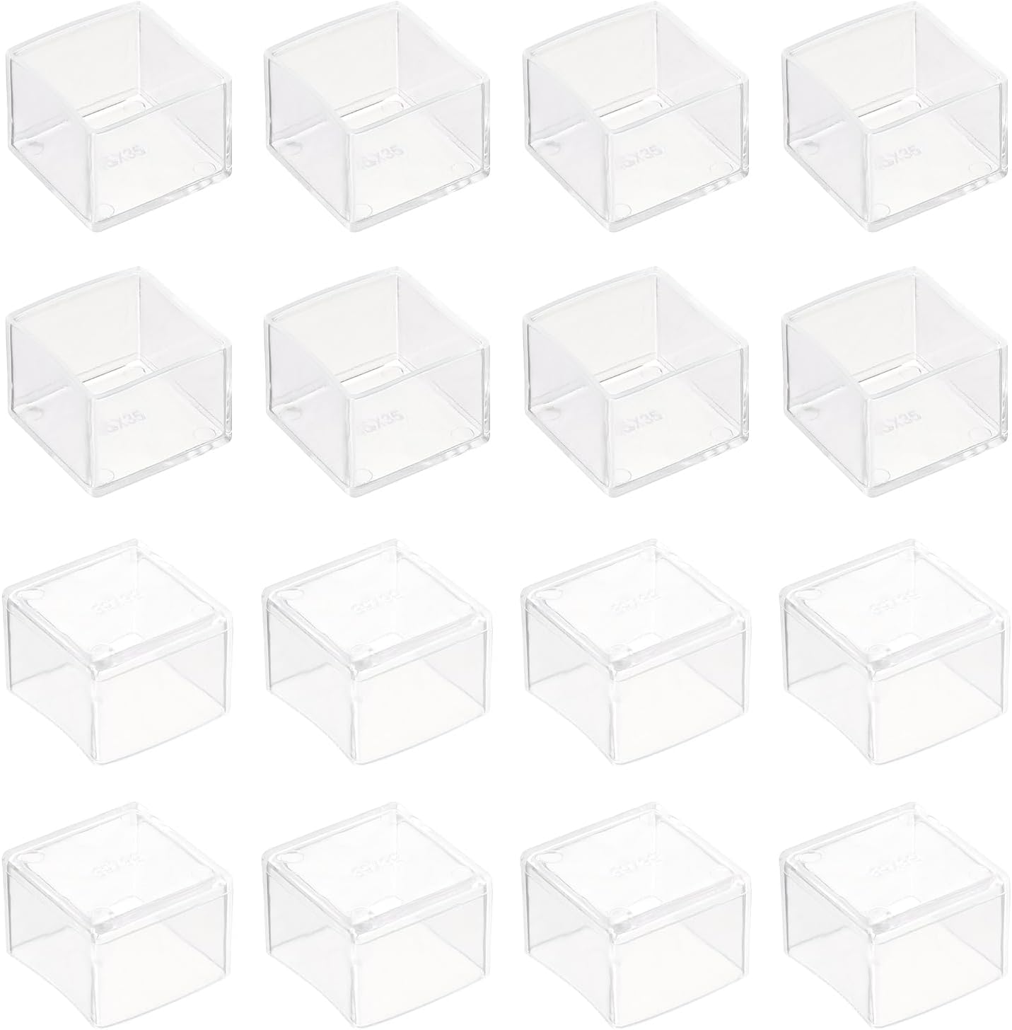 sourcing map 20Pcs Square Chair Leg Floor Protectors, 1-3/8" x 1-3/8" PVC Table Chair Leg Cover to Protect Wood Tile Floors Pads Furniture Leg Caps Non-Slip Reduce Noise, Transparent