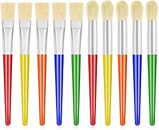 10Pcs Paint Brushes for Kids, Anezus Kids Paint Brushes Toddler Large Chubby Paint Brushes Round and Flat Preschool Paint Brushes for Washable Paint Acrylic Paint Assorted Colors