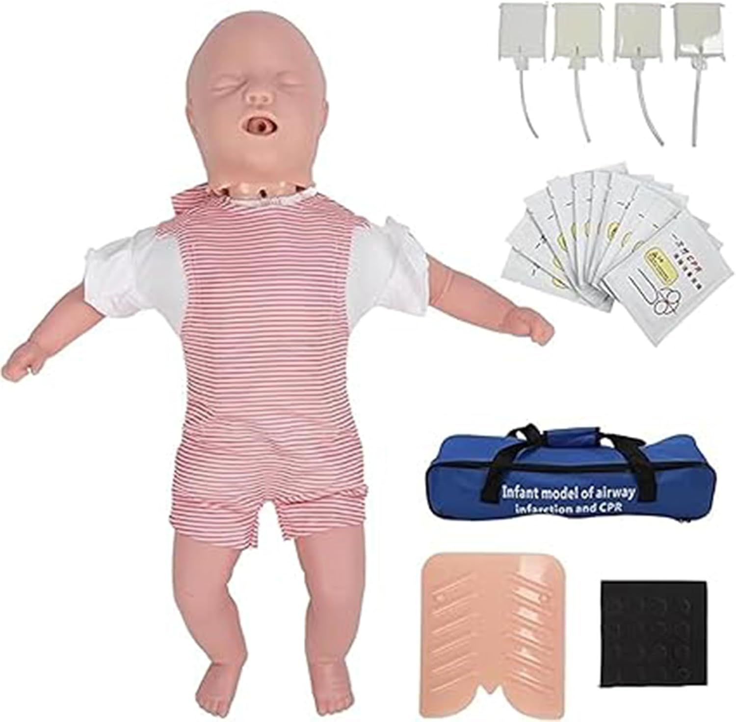 CPR Model, First Aid Choking Training Doll Baby Doll, Advanced CPR Manikin with Bag (E)