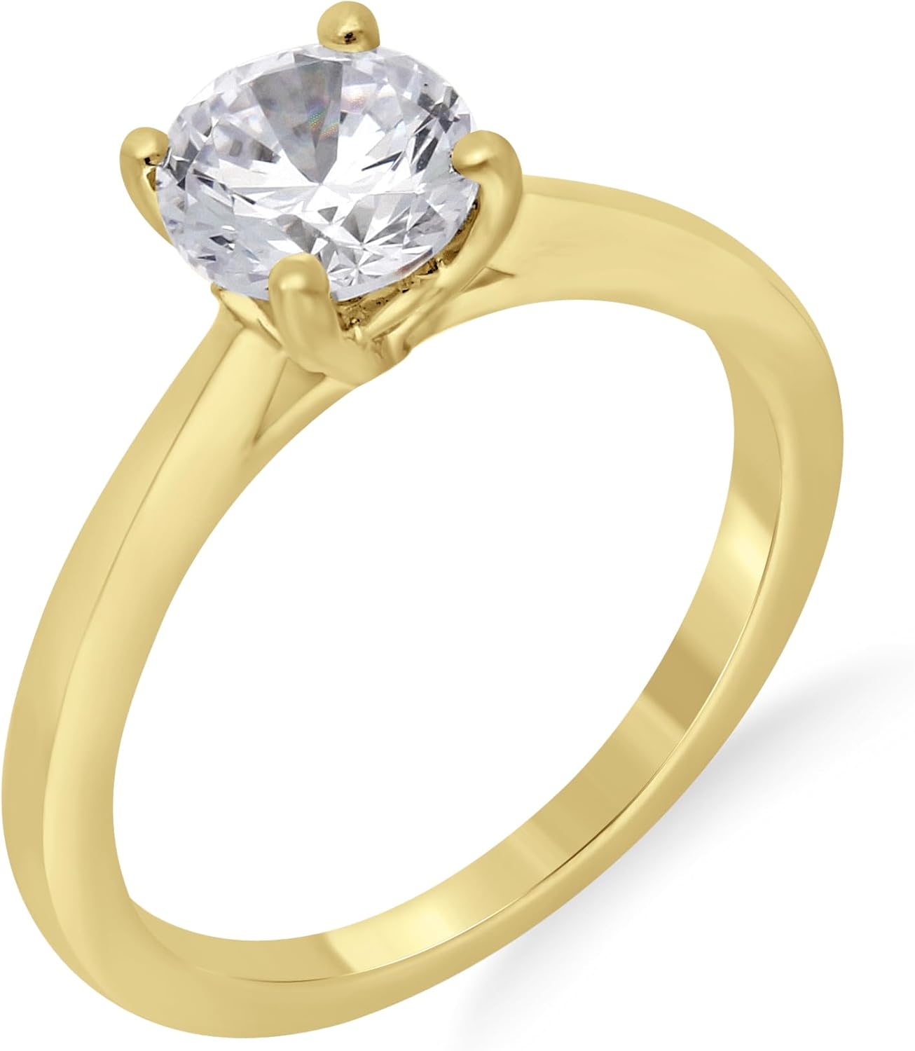Certified Lab Grown Round Cut Diamond (Color-FG, Clarity-VS) Solitaire Engagement Rings 9K Yellow Gold