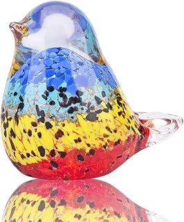 QFkris Art Glass Bird Figurine Handmade Blown Glass Crystal Paper Weight Christmas Birthday Gift Home Table Ornament Decor (N003)