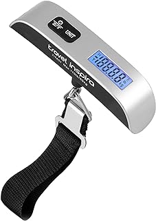travel inspira Luggage Scale, Portable Digital Hanging Baggage Scale for Travel, Suitcase Weight Scale with Rubber Paint, 110 Pounds, Battery Included