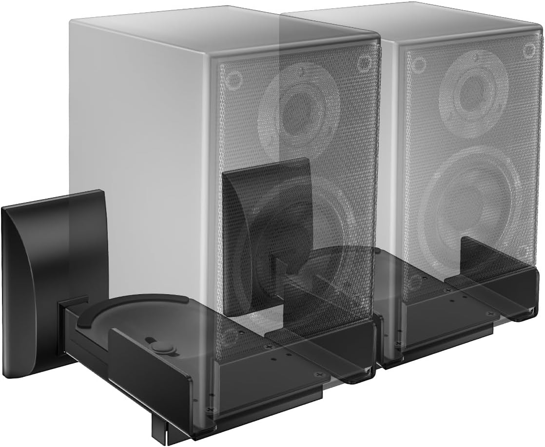 WALI Speaker Wall Mounts, Bookshelf Speaker Stand (SWM201), 1 Pair, Black