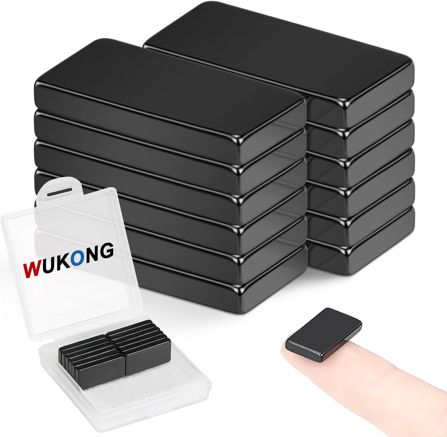 Wukong 20x10x3mm Strong Magnets, 12 Pack Bar Magnet, Square Magnet for Whiteboards, Fridge, Project, Noticeboard or DIY Office