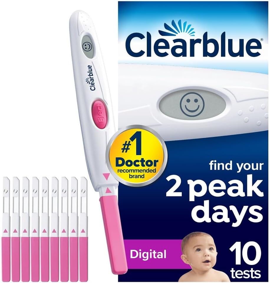 Clearblue Digital Ovulation Tests (OPK), Easy At Home Ovulation Test, 1 Digital Holder And 10 Tests, Proven To Increase The Chances Of Getting Pregnant Naturally, Packaging May Vary
