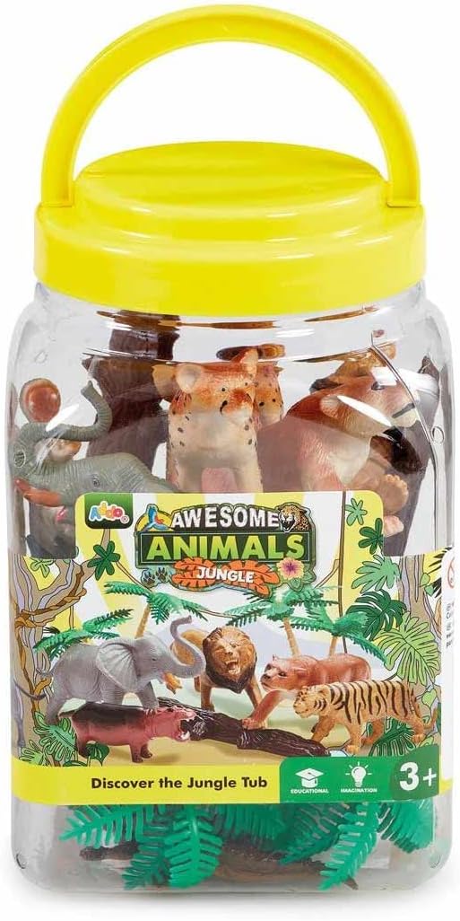 Awesome Animals Discover the Jungle Tub For Children From 3 Years Jungle Animals Figures Toddler Animal Toys Kids Toys Tiger Lion Elephant Gift Hippo Rhino Jungle Characters Imagination Toys In A Tub
