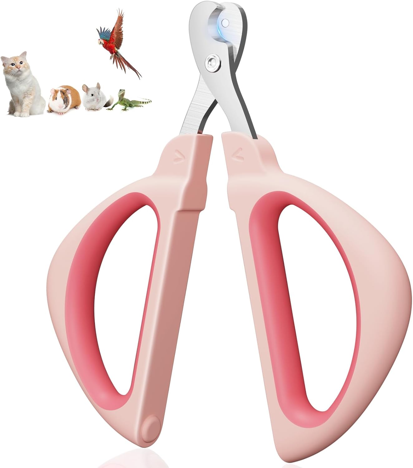 Euqvunn Cat Nail Clippers, Professional Cat Claw Clipper with Safe Positioning Hole, Pet Nail Clippers Suitable for Rabbits, Guinea Pigs, Birds, Puppies, and Small Animals (Pink)