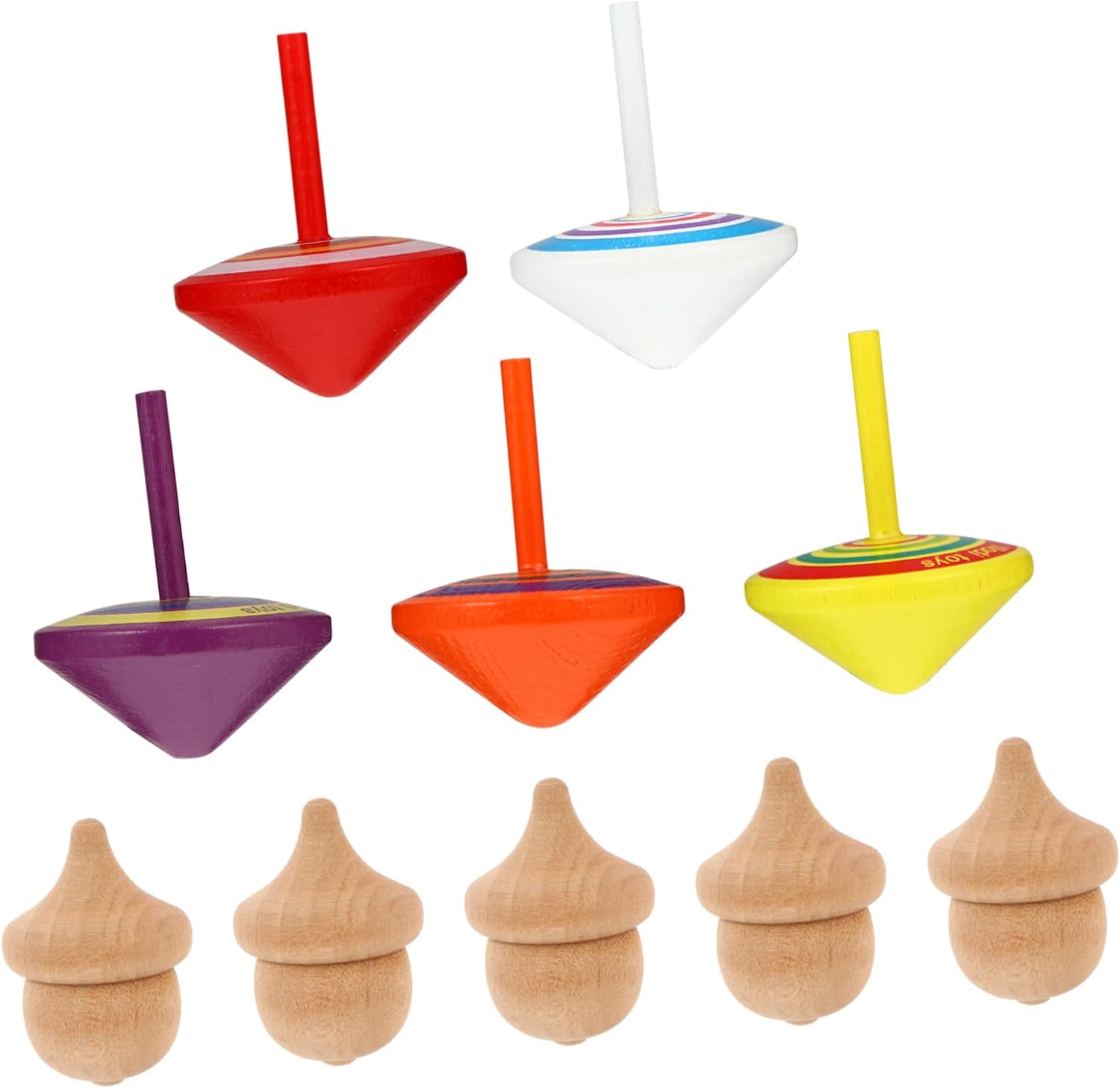 COSMEVIVI 10pcs Boy Girl Tops Toy Wooden Spinning Tops Boys and Girls Educational Toy for Parties Random Color