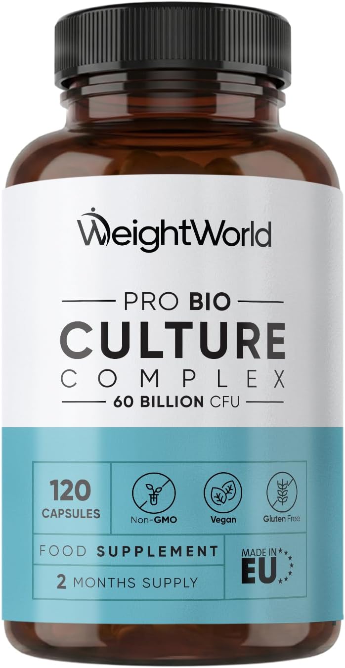 Probiotics for Gut - 60 Billion CFU - 120 Capsules (2 Months Supply) - Probiotics for Women & Men - 20 Live Strains like Lactobacillus & Bfidobacterium - With Added Prebiotics Organic Inulin & FOS