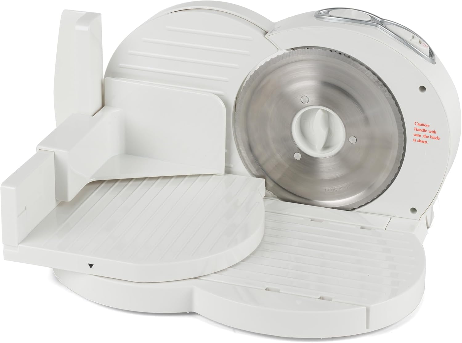 Progress EK3683P Electric Meat Slicer – Non-Slip Deli Food Cutter for Bread/Cheese/Cold Cuts, 17cm Stainless Steel Serrated Blade, Adjustable Thickness 1-15mm, Home Slicing Machine, Food Pusher, 150W