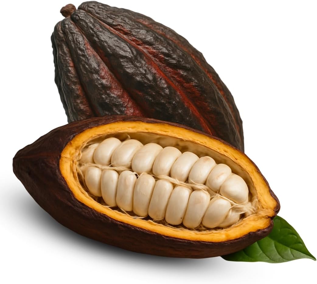 London Grocery Fresh Ceremonial Cacao Pods – 1kg Raw Organic Ceremonial Grade Cacao Fruit from St. Lucia | Exotic Chocolate Cocua Fruit