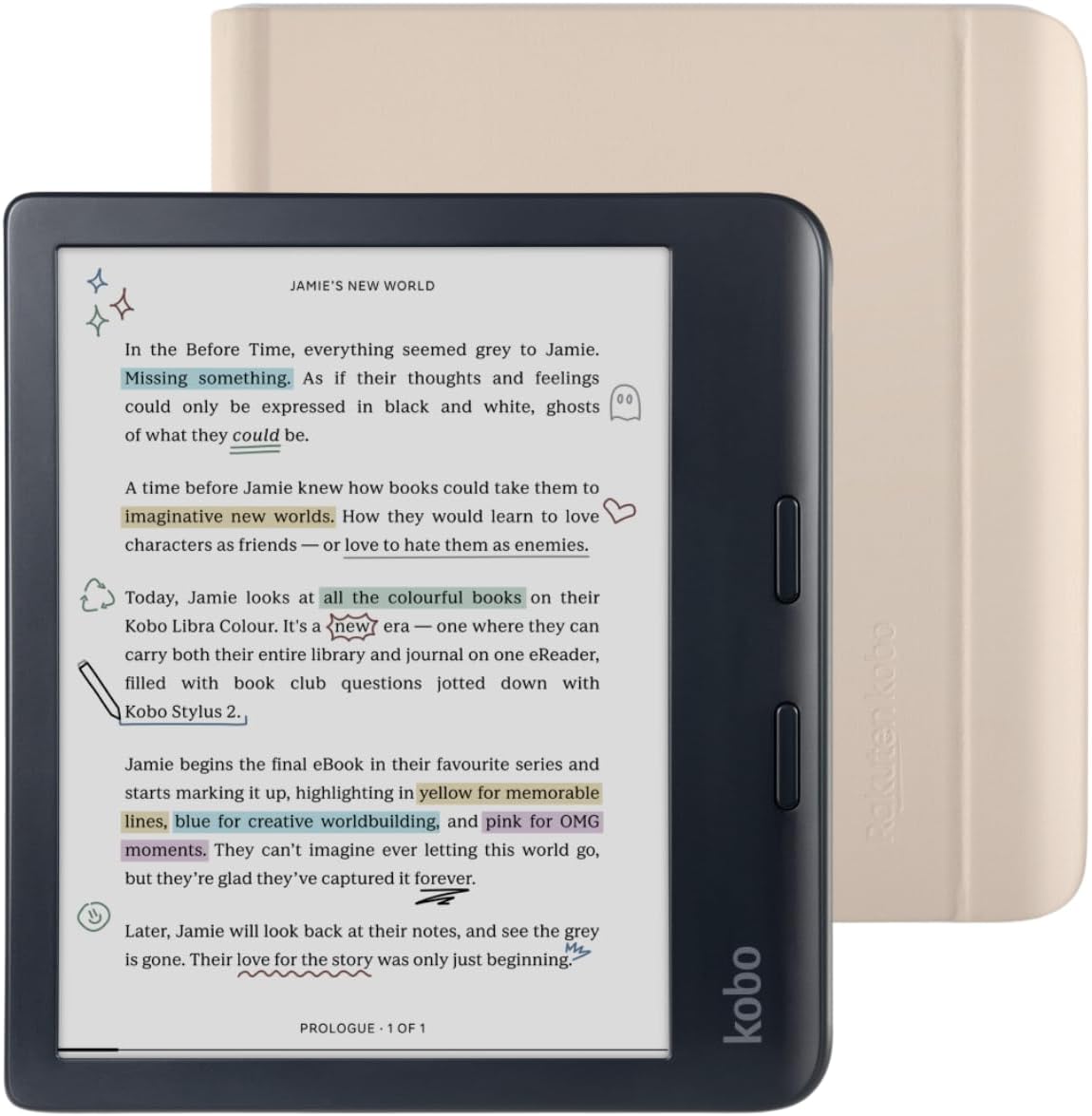 Kobo Libra Colour Black eReader with Case Bundle
