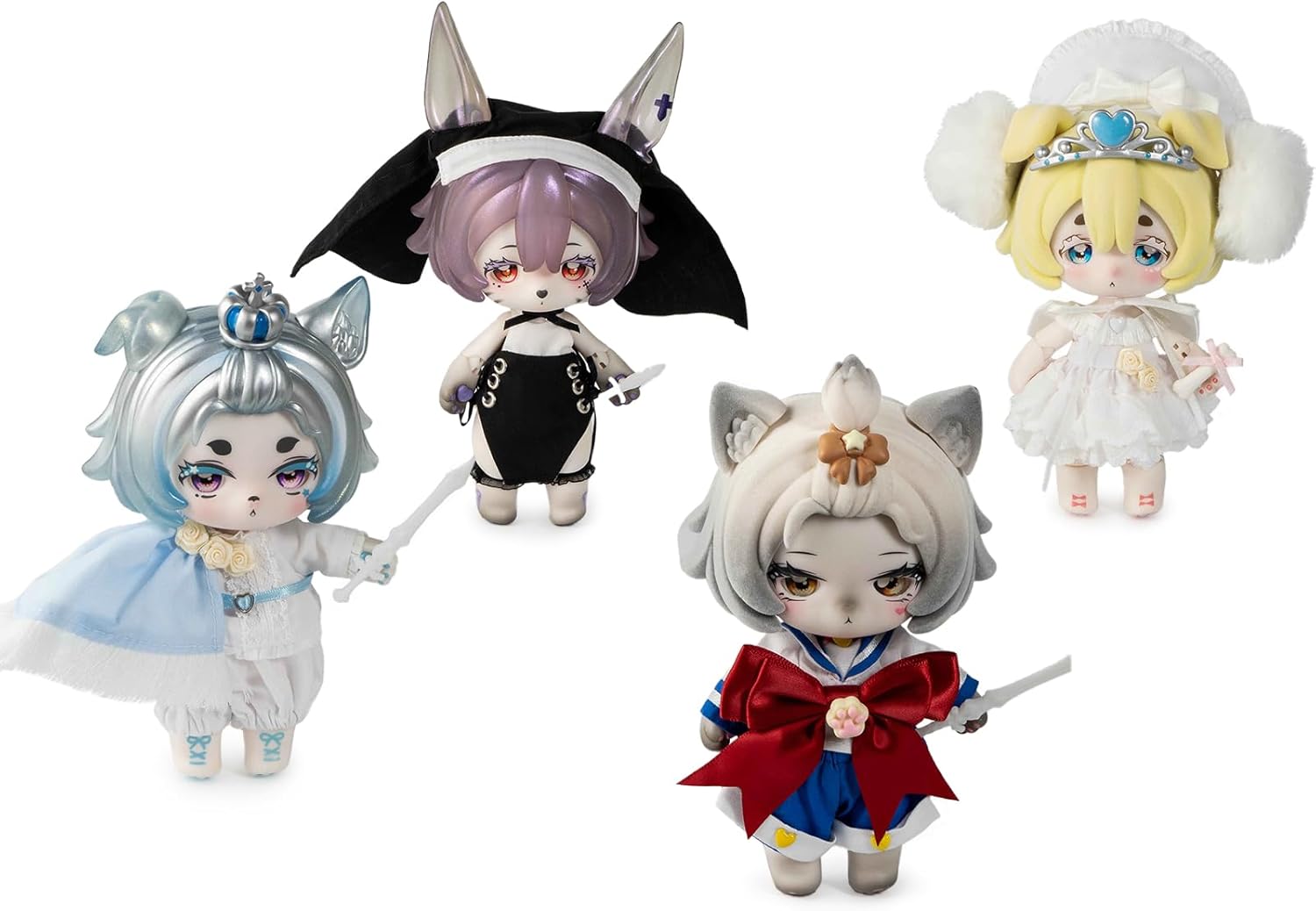 BEEMAI MMDOLL x UFDOLL Cotton Another World Adventure Series, 1 Set, 4 Boxes, Height Approx. 6.7 - 7.7 inches (17 - 19.5 cm), PVC & ABS, BJD Joint Action Figure, Pre-painted (Full Set)