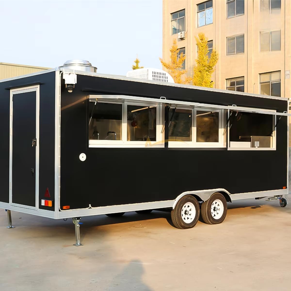 Food Trailer Truck with Full Kitchen Equipment Commercial Food Van Mobile Concession Food Carts for Business Coffee Hot Dog Vending Cart Ice Cream Trailer for Snack Fast Food Truck for Sale