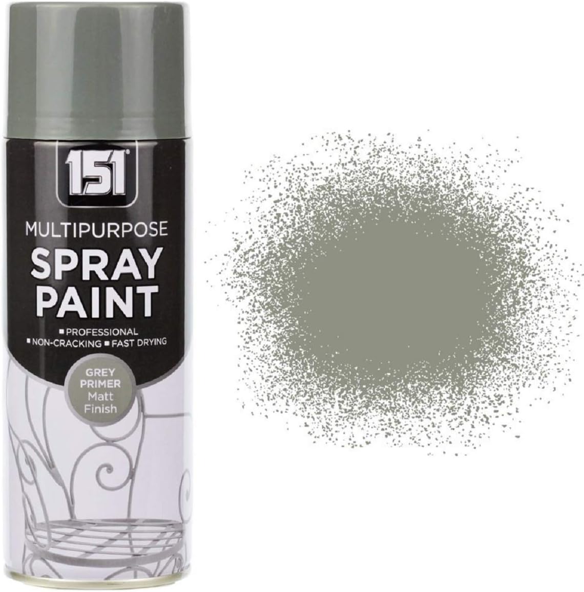 400ml Professional Quality Fantastic Finish All-Purpose Interior Exterior Household Spray Paint for Wood Metal Plastic Ceramics & More (Grey Primer Matt)