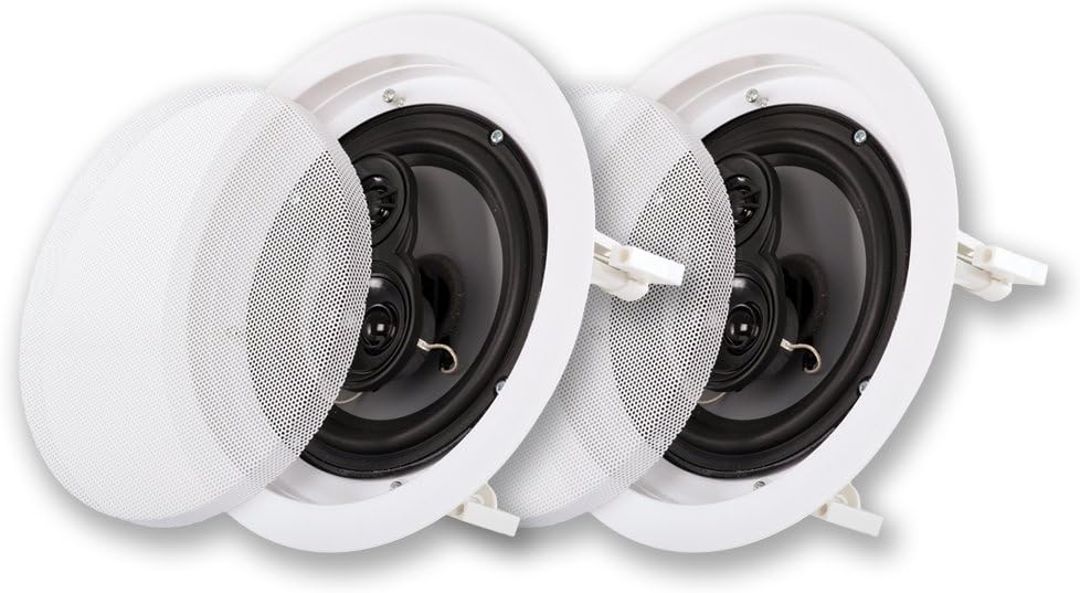 Acoustic Audio by Goldwood CSic63 in Ceiling 6.5" Speaker Pair 3 Way Home Theater Speakers, White (2 Count)