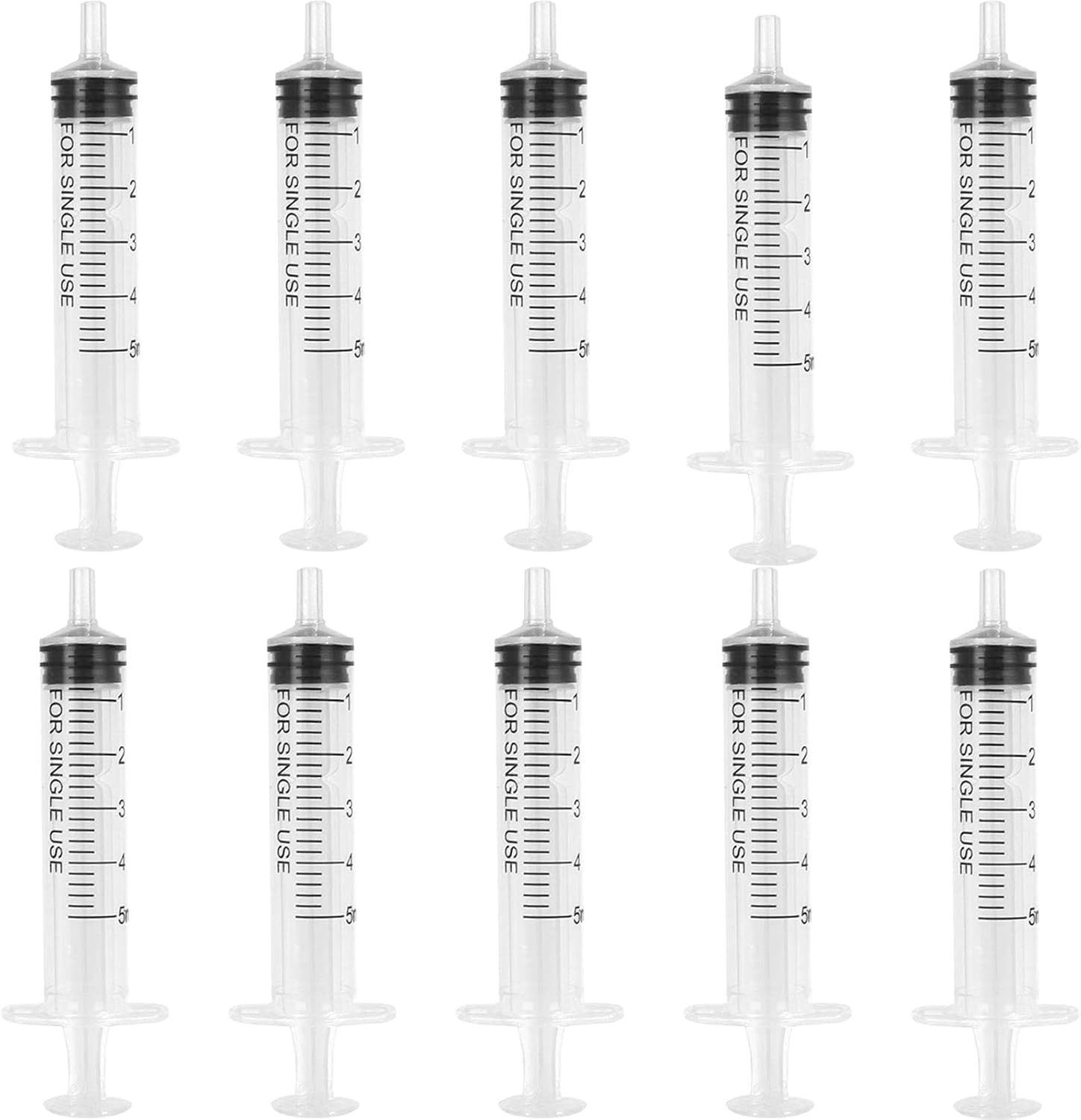 10PCS 5ML Plastic Syringes Measuring Syringe No Needle Syringe Reusable 5ML Syringes Sterile Colostrum For Scientific Lab Baby Medicine Dispensing Liquid Measuring Watering Pet Feeding Glue Applicator