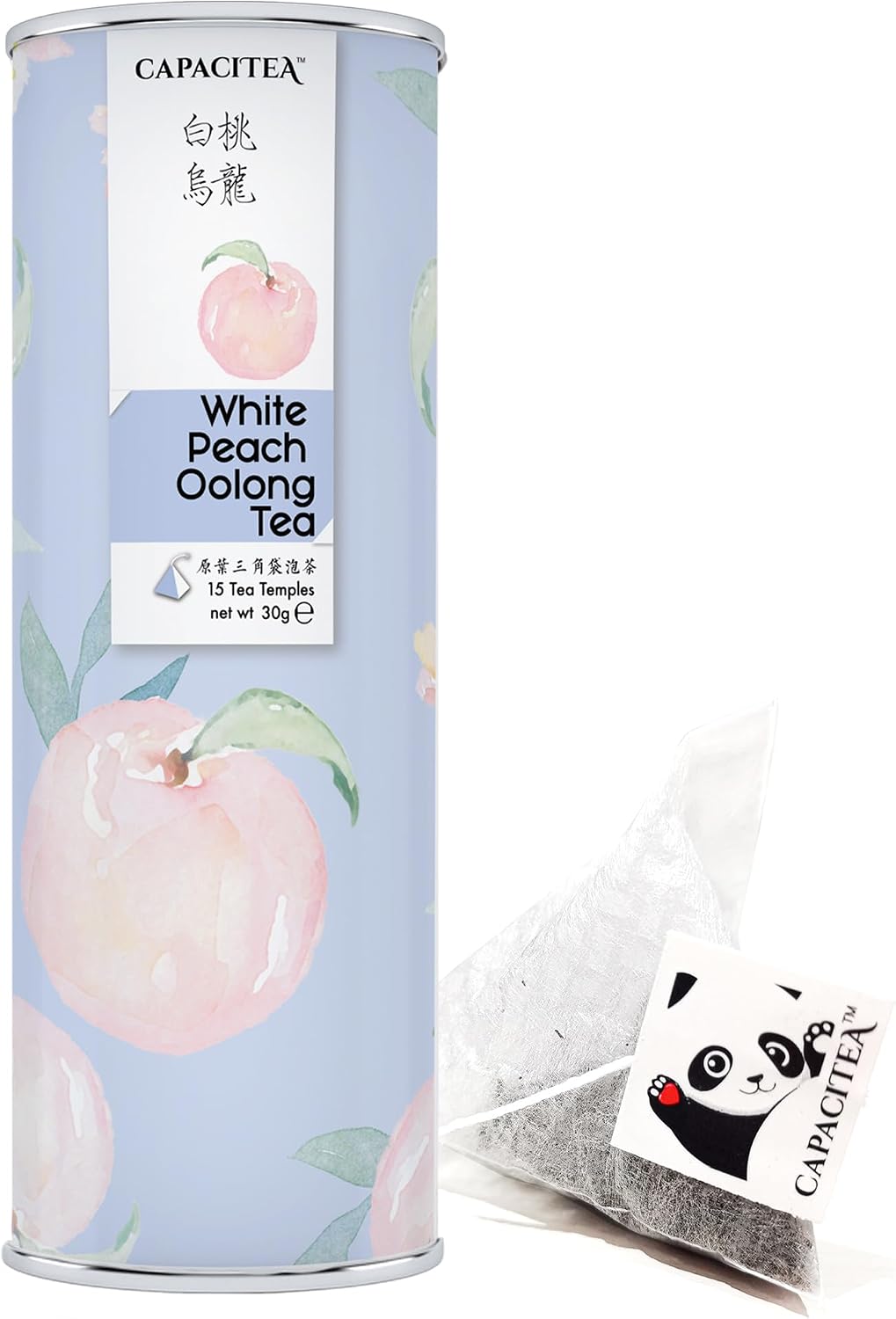 CAPACITEA Hot & Cold Brew White Peach Oolong Tea (15 Pyramid Tea Bags, 30g)