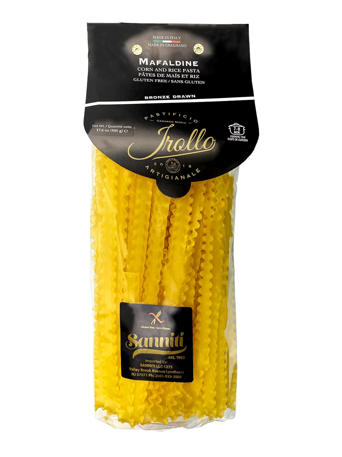 Sanniti Artisanal Gluten Free Pasta di Gragnano Imported From Italy, 17.6 oz (Mafaldine)
