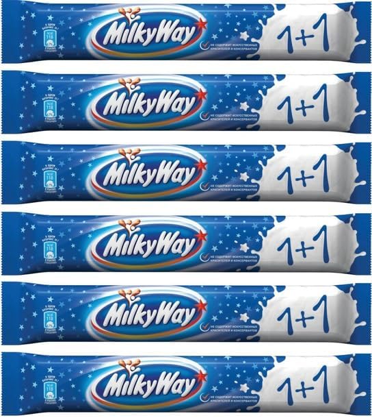 MilkyWay 1+1 Chocolate Bar 52g – 6 Pack – EU Import – Soft Nougat & Creamy Milk Chocolate Candy – Individually Wrapped Treats – Great for Snacking, Sharing, Lunchboxes & Gifting – Made in Europe