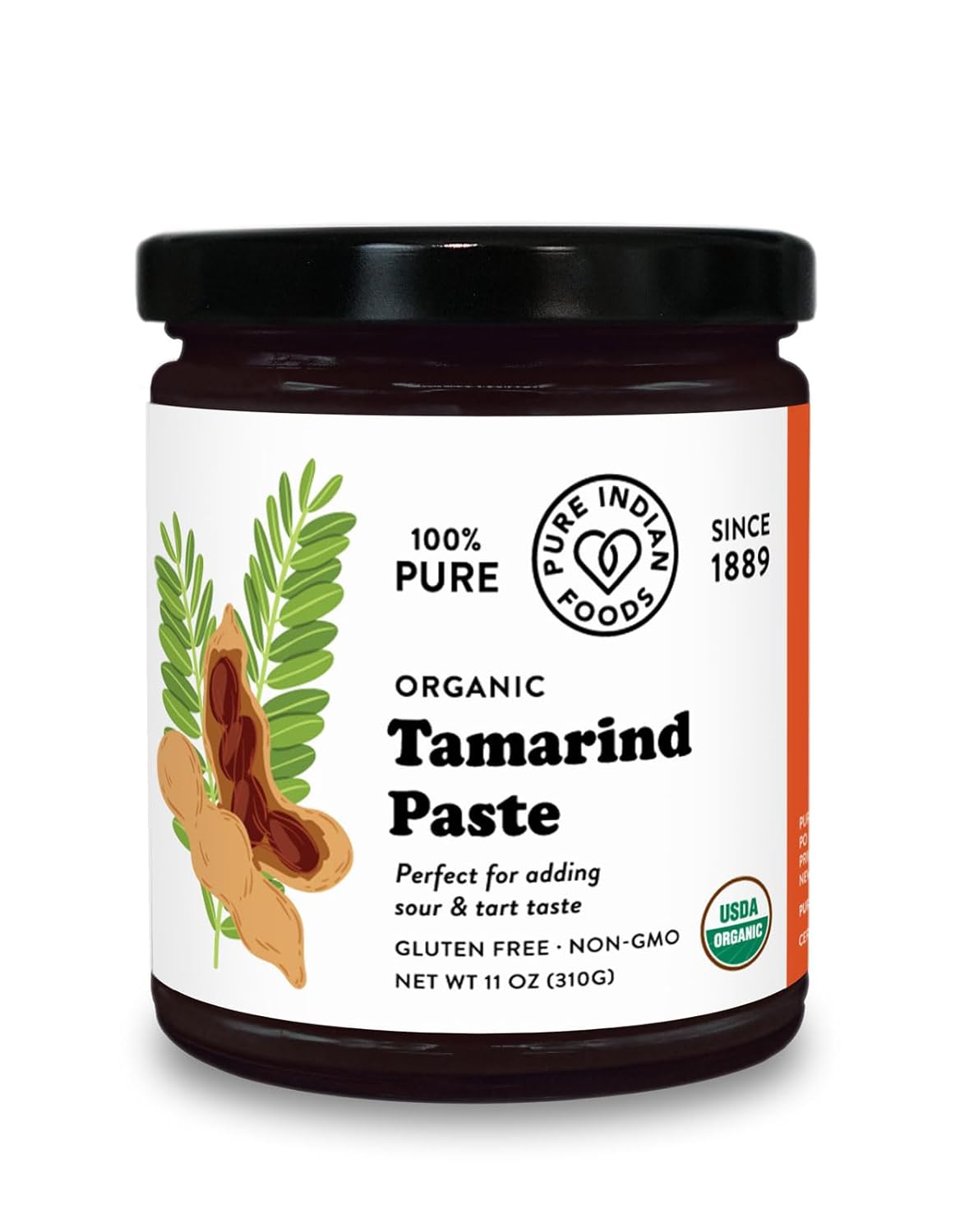 Pure Organic Tamarind Paste Concentrate - Sweet and Sour Sauce for Indian Chutney and Thai curry, Gluten Free, No Sugar Added, Glass Jar (1 PACK)