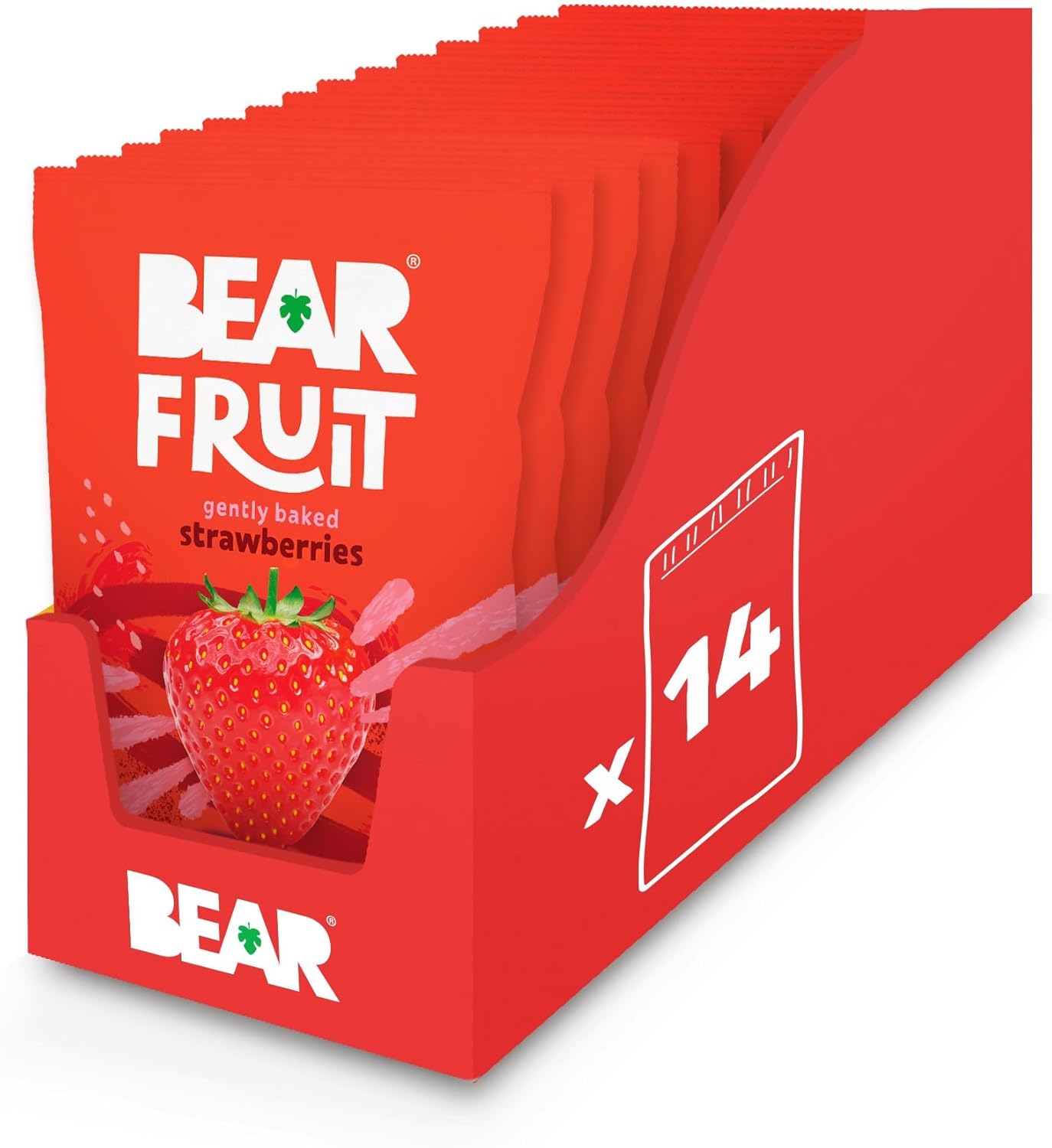 BEAR Fruit Dried Strawberry Packs - Gently Baked Fruit - Healthy - Vegan - 14 x 35g