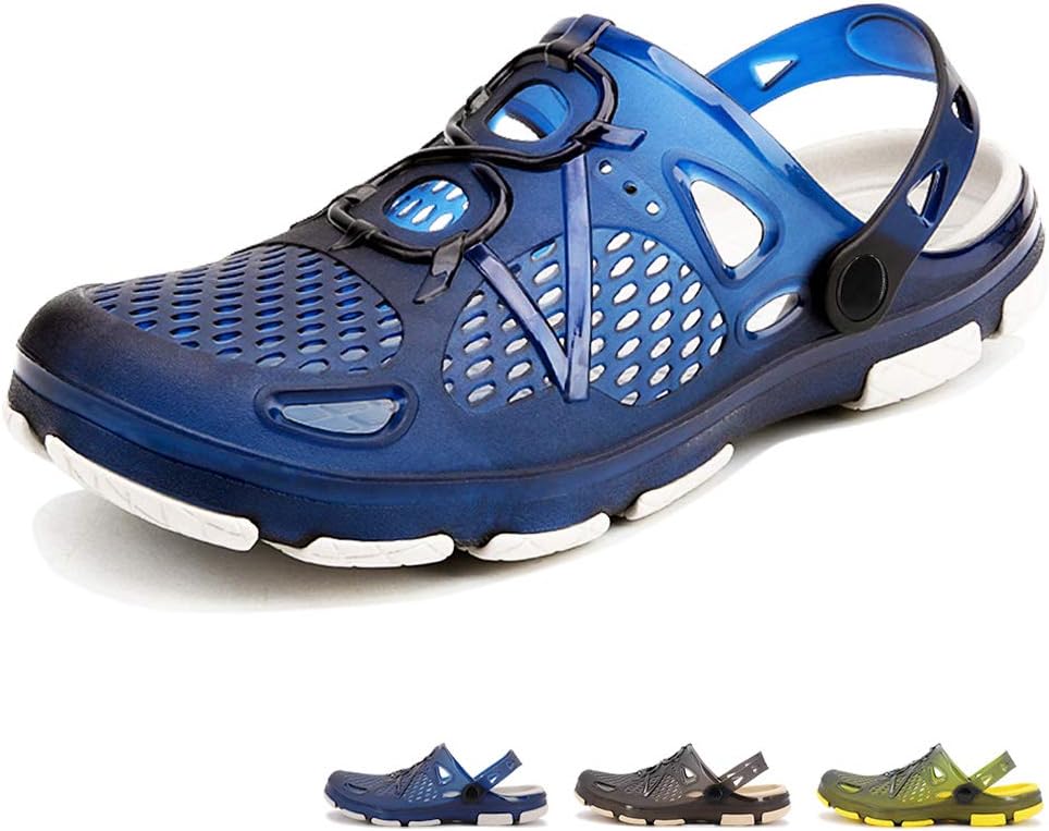 beister Mens Clogs Non Slip Water Shoes with Adjustable Strap, Lightweight Slip on Mules Garden Kitchen Outdoor Beach Yard Pool Shower Summer Sandals Slippers