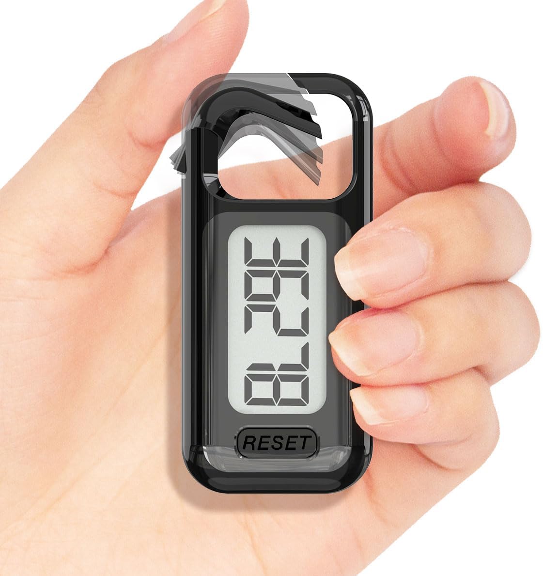 Simple Walking 3D Pedometer, Portable Carabiner Step Counter, Steps Tracker with Neck Lanyard for Seniors Men Women