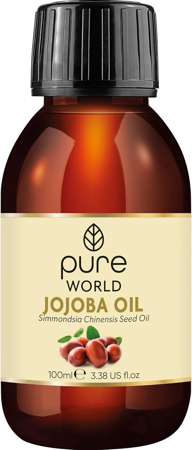Pure World Natural Jojoba Oil 100% Pure and Undiluted 100ml. Cold and Freshly Pressed Premium Quality Jojoba Oil – Skin, Nails, Body and Face, Vegan…