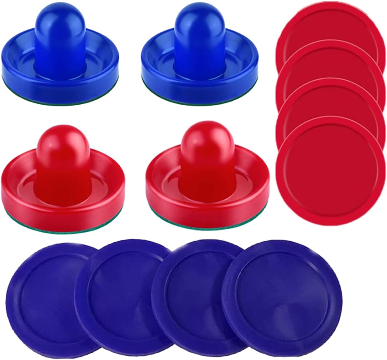 Air Hockey Pushers and Pucks - Air Hockey Paddles and Goal Handles Replacement Accessories for Game Tables (4 Pushers, 8 Pucks)