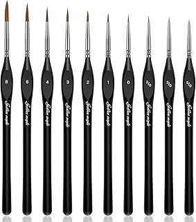 Golden Maple Detail Paint Brushes Set 10pcs Miniature Brushes for Fine Detailing & Art Painting - Acrylic, Watercolor,Oil,Models, 40k