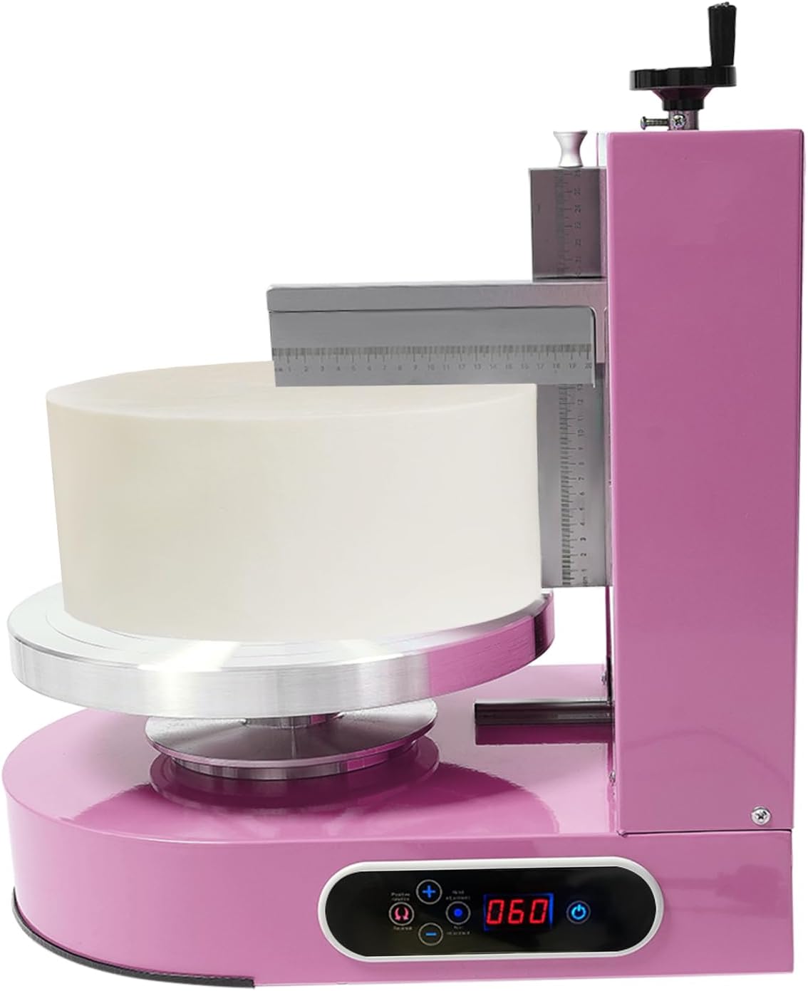 Cake Decorating Machine, 200W 60-320rpm Cake Cream Spreading Machine Rotating Speed Automatic Cake Cream Spreading Machine with LCD Display for 4-12 inch Cakes (Pink)