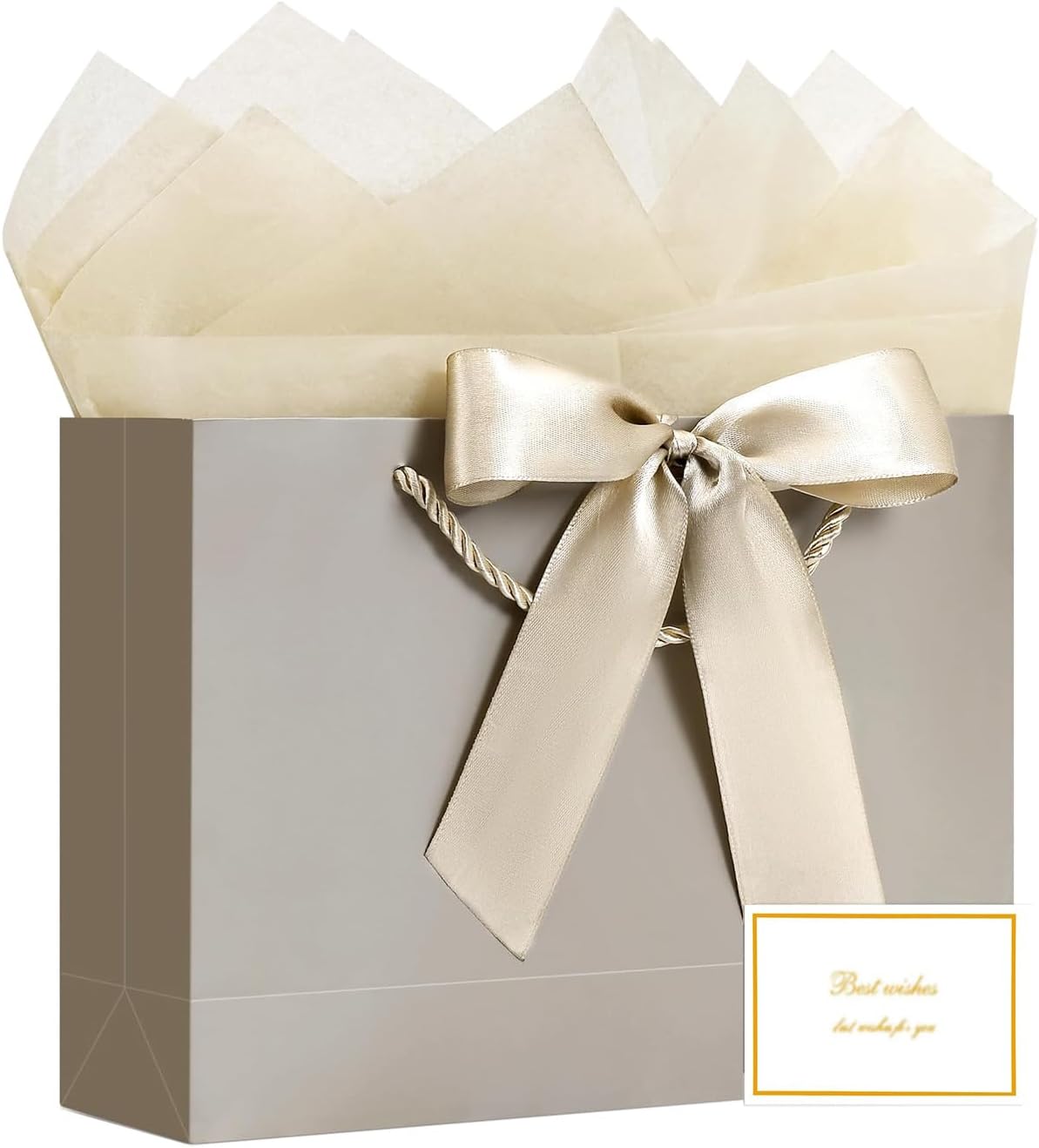 JMANNI Gift Bags, 1PCS Gift Bags Large with Ribbon and 1 Greeting Cards 2 Tissue Paper, Portable Paper Gift Bag with Handles, Birthday Gift Bags,Present Bags for Wedding Party Mothers Day