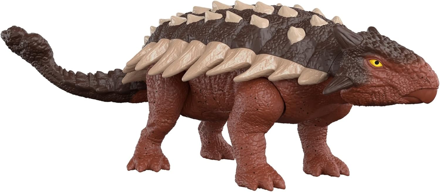 Jurassic World Dominion Roar Strikers Ankylosaurus Dinosaur Action Figure with Roaring Sound and Attack Action, Toy Gift Physical & Digital Play ​​, HDX36