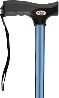 Carex Soft Grip Walking Cane - Height Adjustable Cane with Wrist Strap - Latex Free Soft Cushion Handle, Black