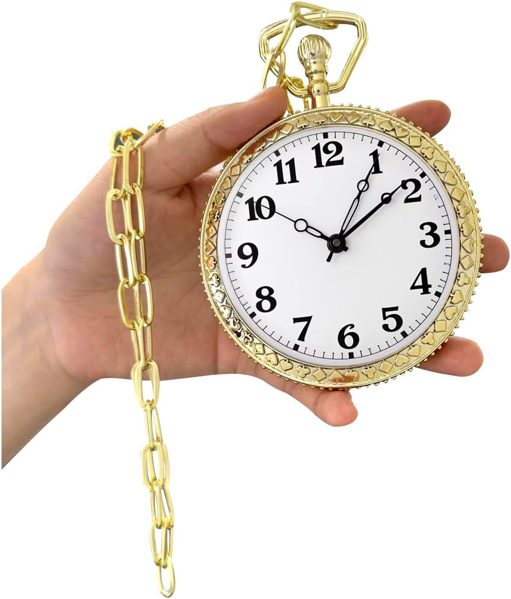 3.7 Inches Diameter Gold Prop Pocket Watch for Red Halloween Cosplay Party(NO Function)