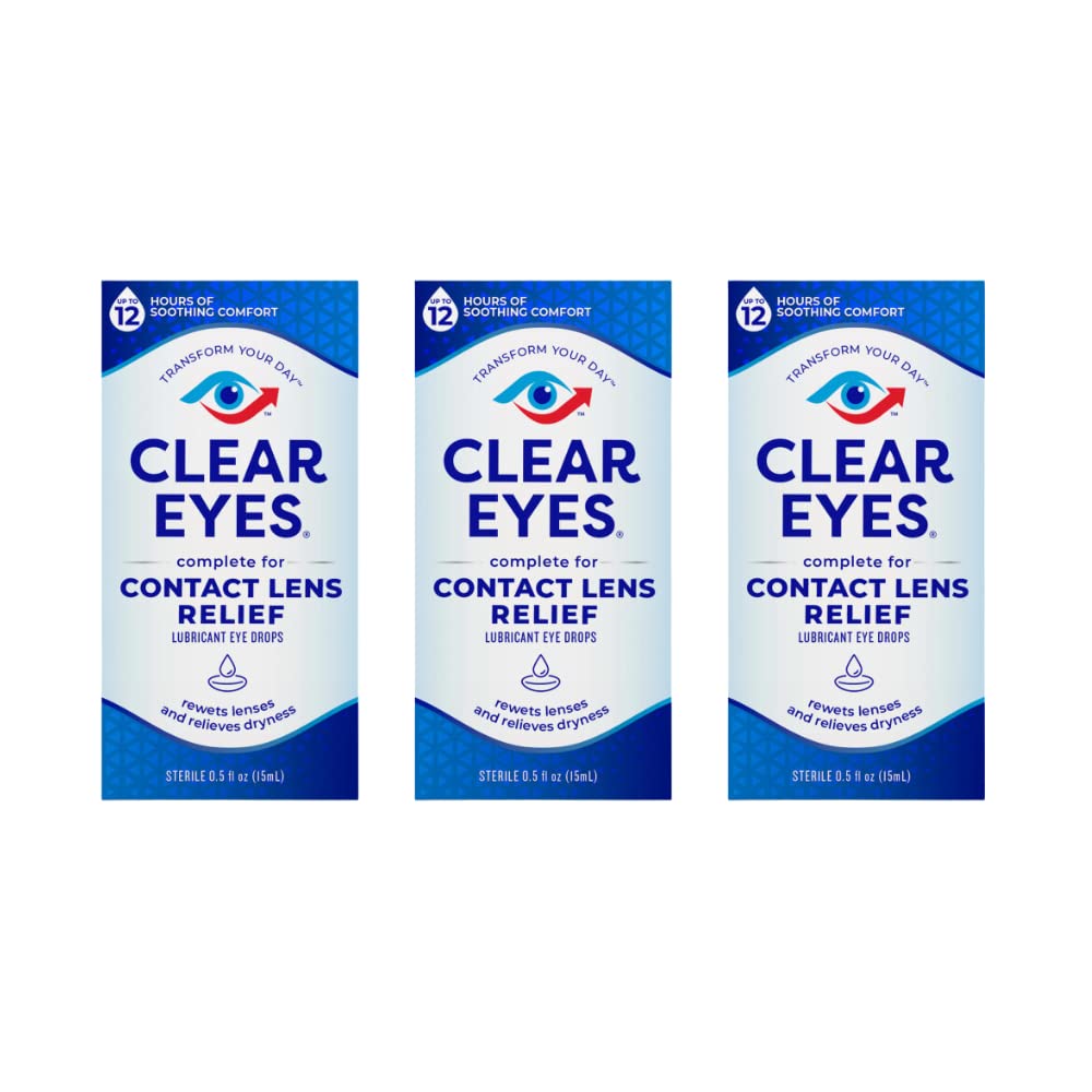 Clear Eyes Contact Lens Relief Soothing Eye Drops 0.50 oz (Pack of 3)