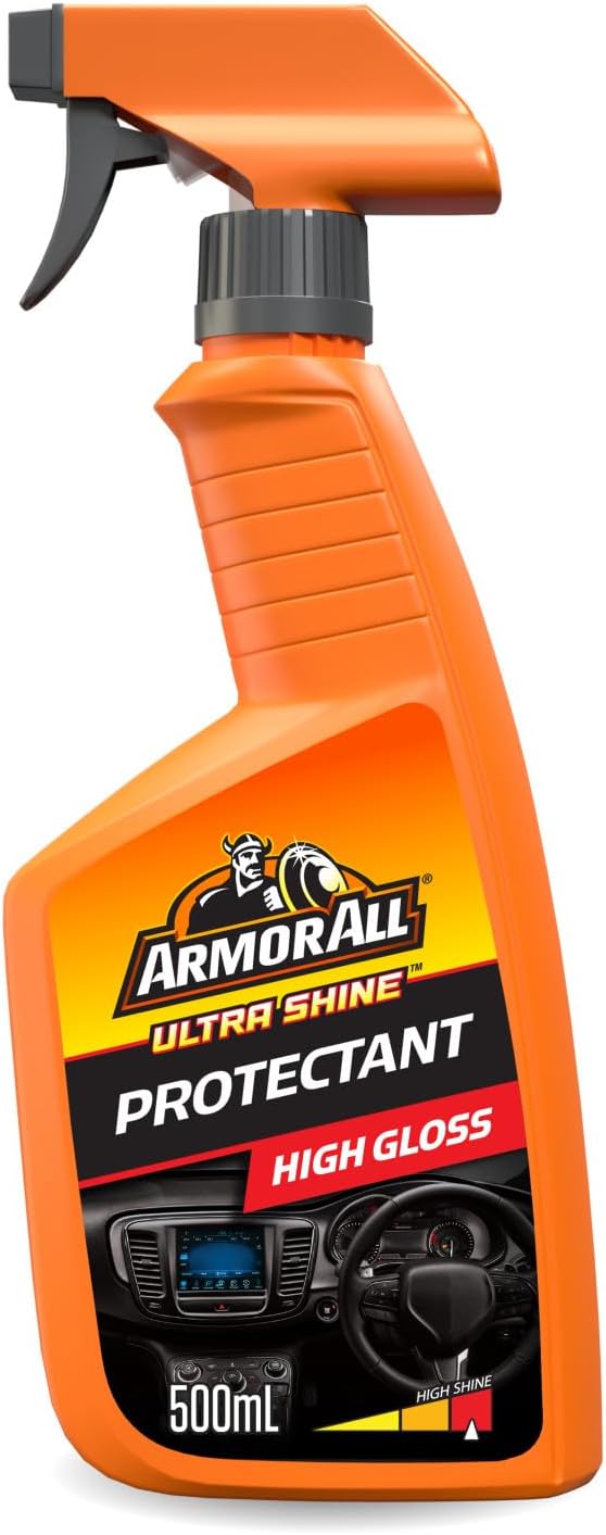 Armor All Ultra Shine High Gloss Protectant 500 ml, Cleans & Protects Plastic, Rubber & Vinyl Car Interiors, Guards Against UV, Ozone & Oxygen Damage, Prevents Cracking, Enhances Colour & Shine