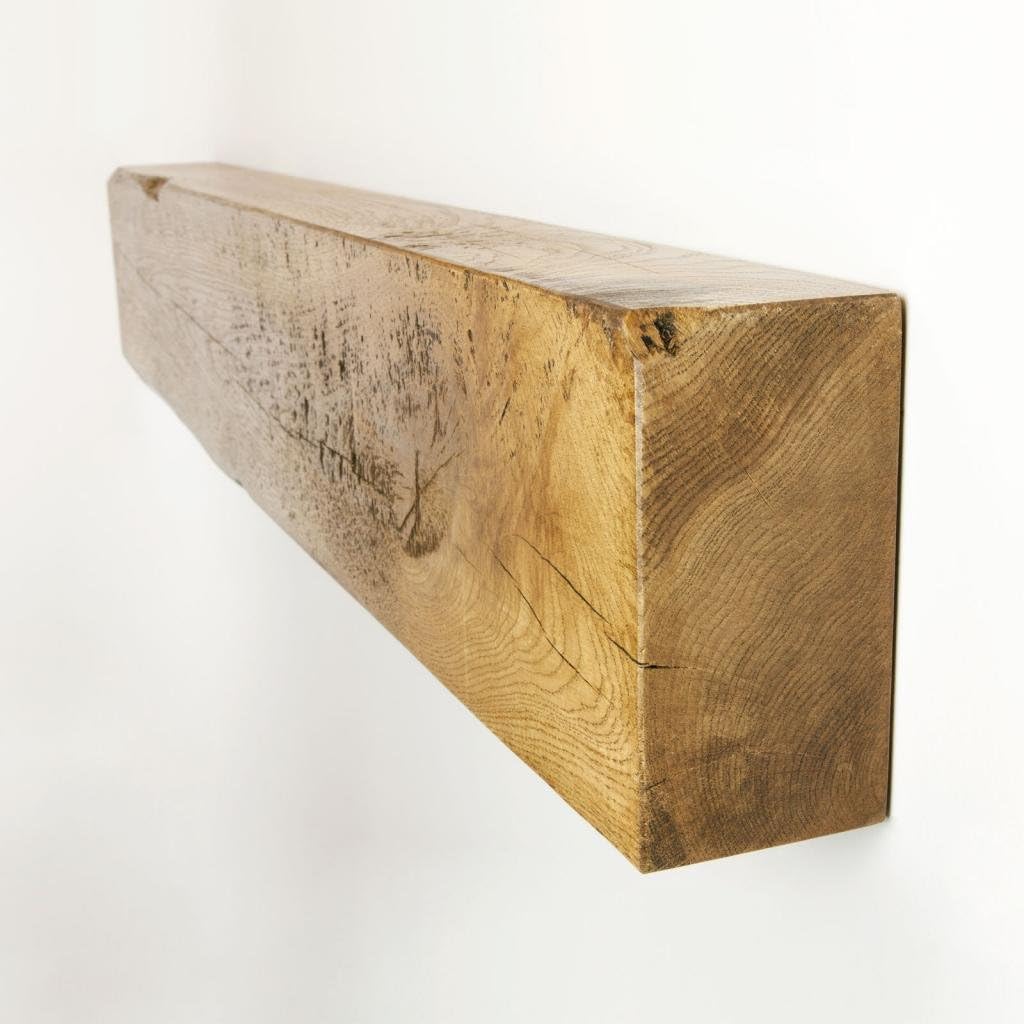Funky Chunky Furniture Solid Oak Fireplace Beam Mantel Shelf - 9 x 19cm | Length: 100cm, Finish: English Oak