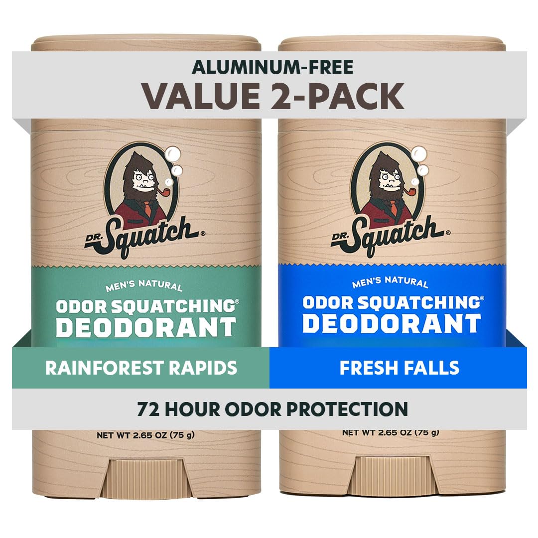 Dr. Squatch Natural Men’s Deodorant, Aluminum Free Deodorant Men (2-Pack)