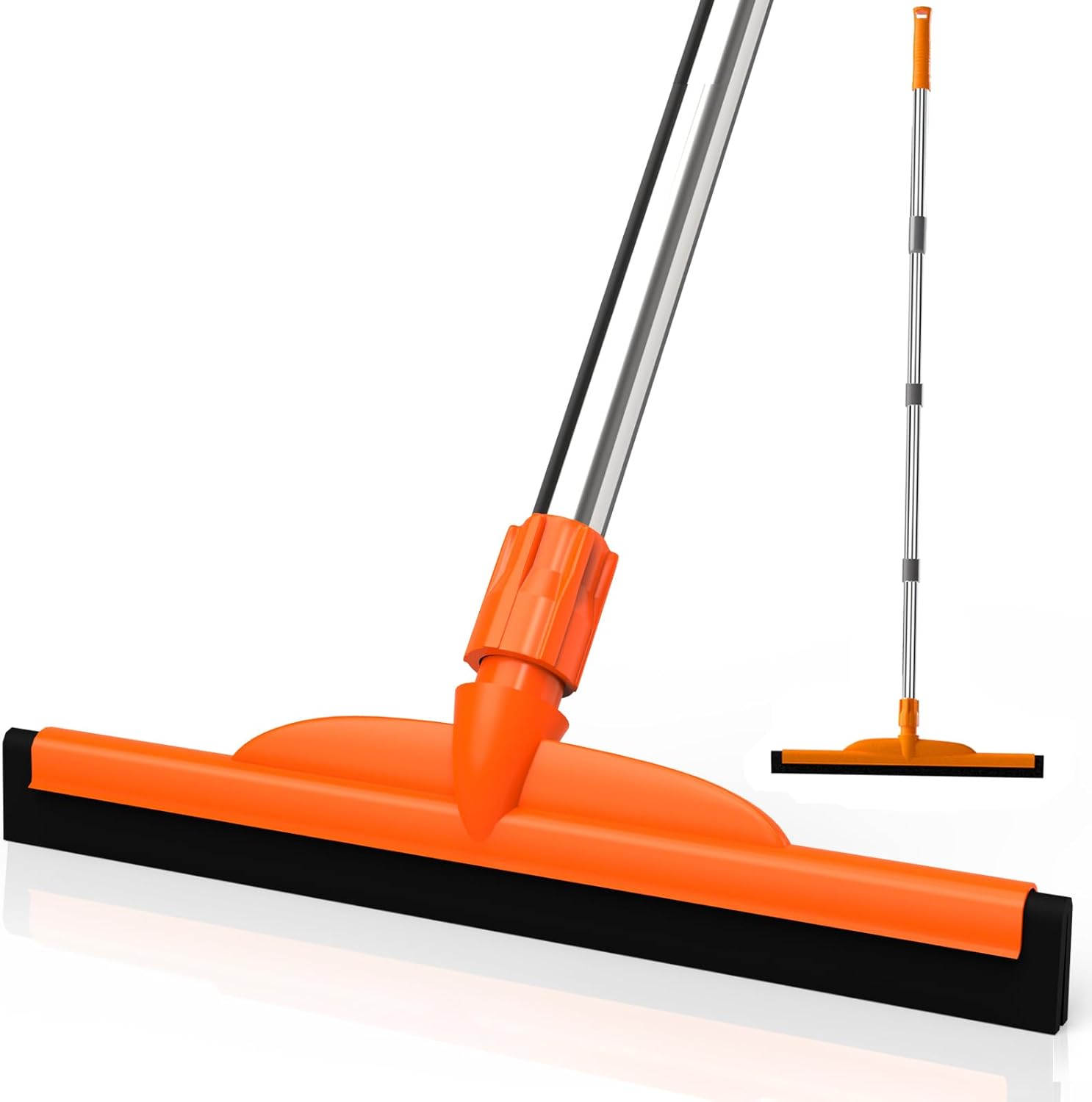 ITTAR Multi-Purpose Floor Squeegee for Concrete Floor, Heavy Duty Squeegee Broom with Adjustable 62" Stainless Steel Pole, EVA Foam Blade Scrubber for Garage, Patio, Deck, Tile, Pool, Shower