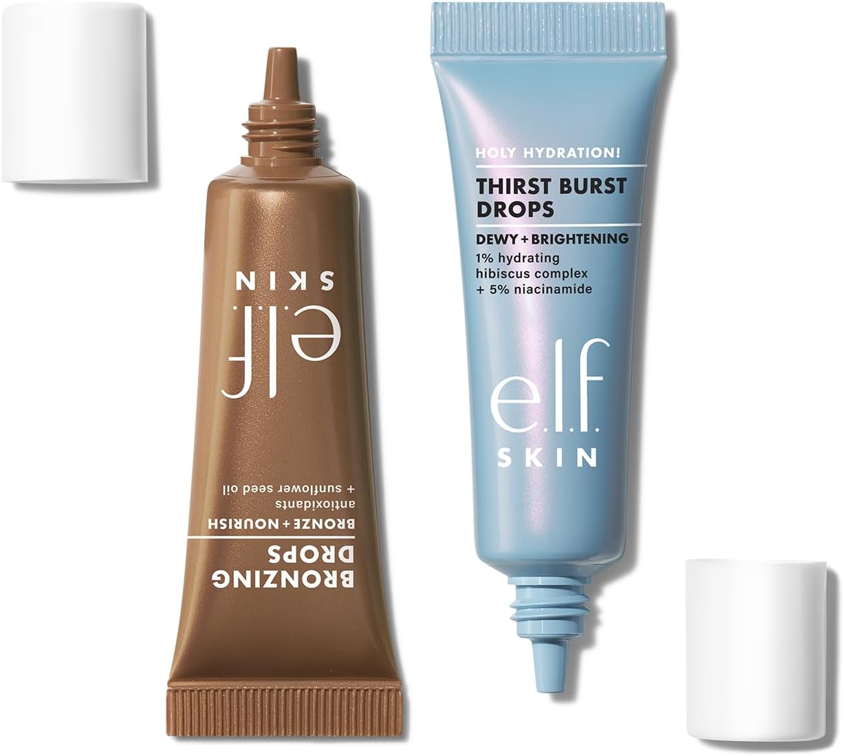 e.l.f. The Hottest Drops Duo, Holy Hydration! Thirst Burst Drops & Bronzing Drops, For Dewy, Glowy & Sun-Kissed Finish, With Hyaluronic Acid & 5% Niacinamide, Vegan & Cruelty-Free, Travel-Size