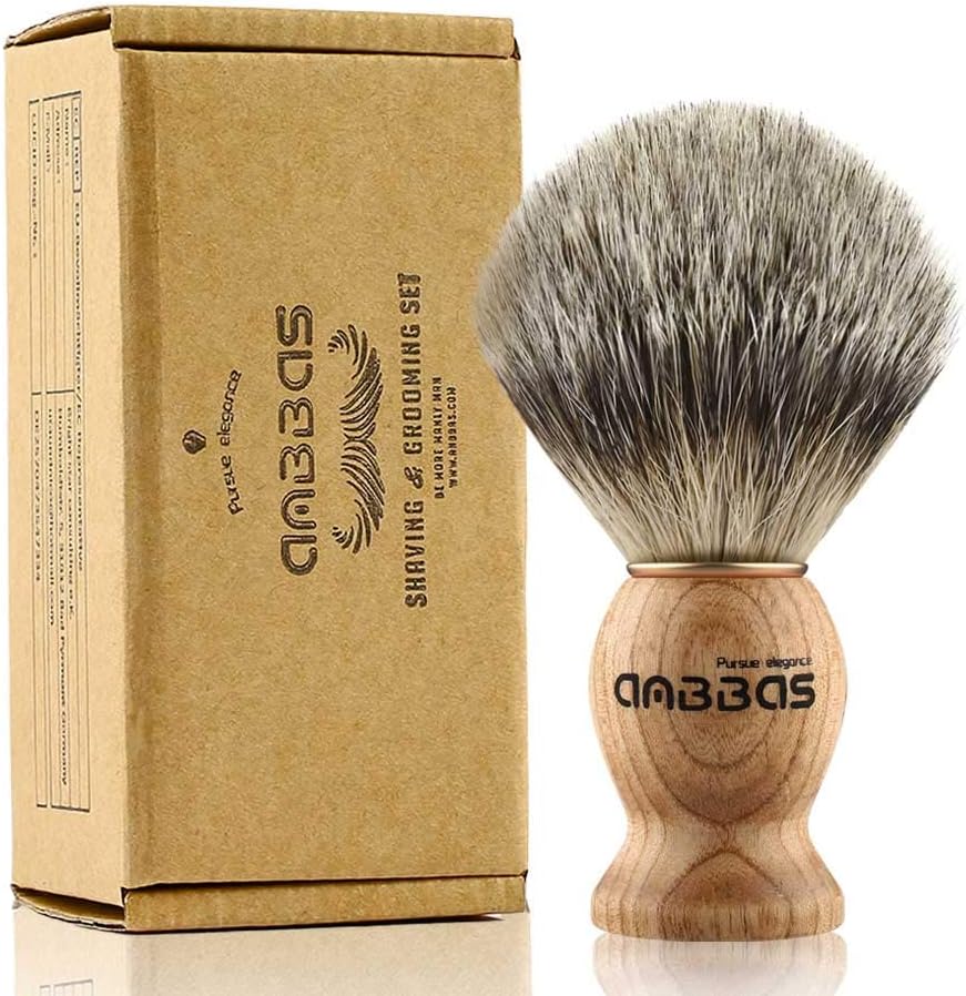 Anbbas Shaving Brush, Handmade Pure Badger Hair Brush with Natural Manchurian Ash Wood Handle for Men Traditional Wet Shaving Starer