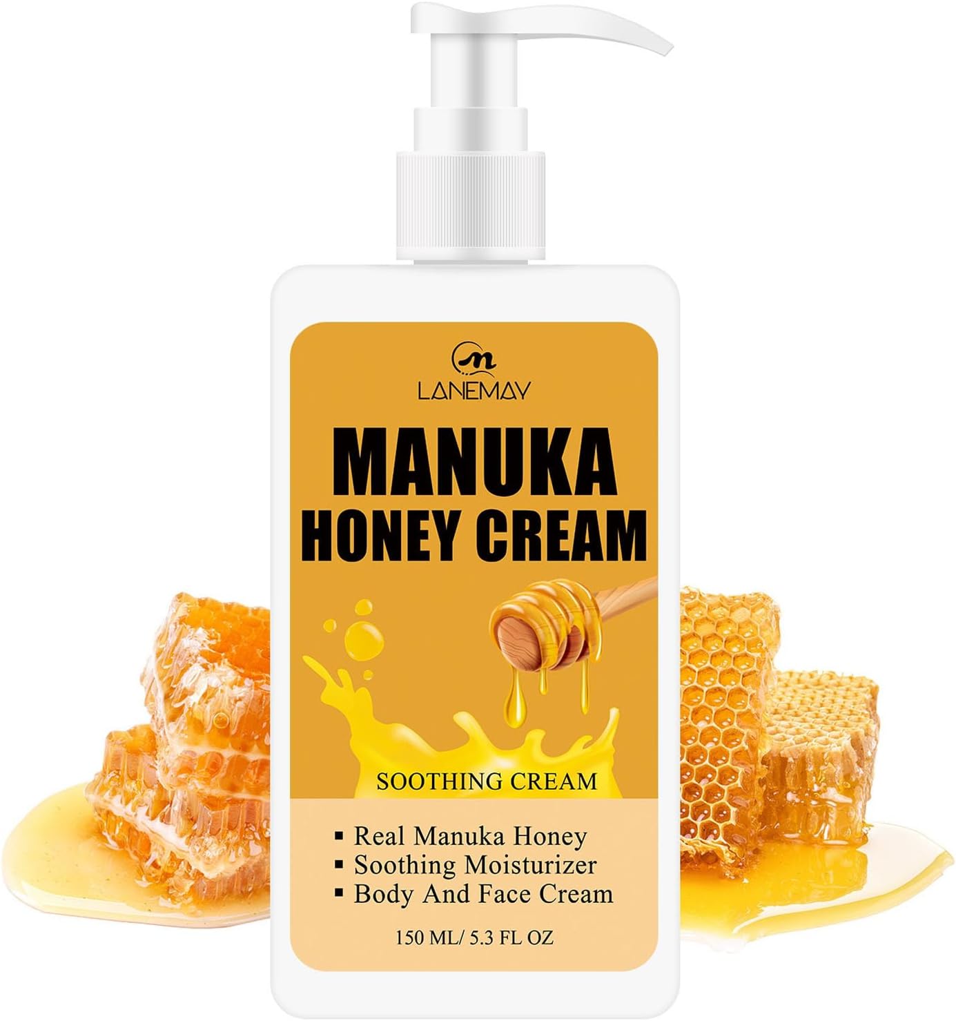 Manuka Honey Cream Face Moisturizer and Body Lotion for Dry Skin, Hydrating & Firming Face & Body Skin Care Daily Lotion Lightweight Non-Greasy Anti Wrinkle Honey Facial Cream for Women & Men