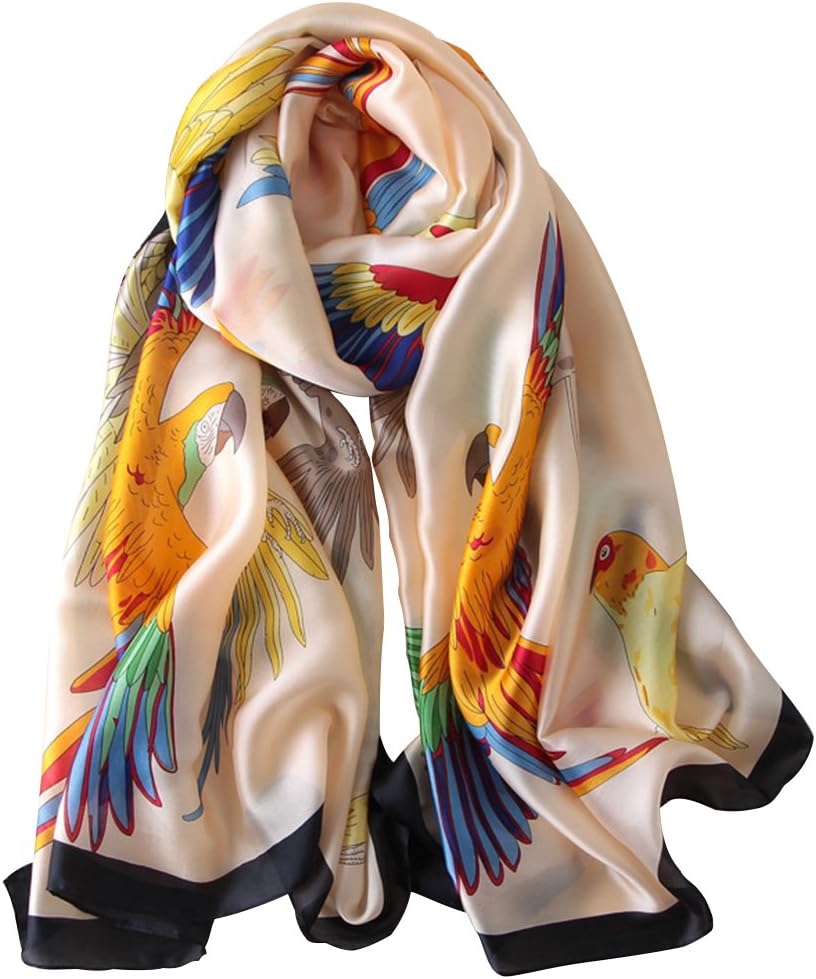 NUWEERIR Womens 100% Large Mulberry Silk Scarf Long Satin Scarf Fashion Lightweight Wraps