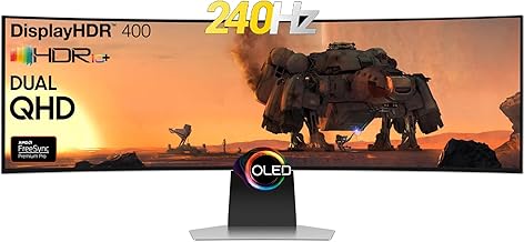 SAMSUNG Odyssey OLED G9 Curved Gaming Monitor - 49" Dual QHD (5120 x 1440) OLED - 240Hz Refresh Rate - 32: 9-0.03ms GTG - HDR10+ - 1,000,000:1 - AMD FreeSync Premium Pro - Flicker Free - Silver
