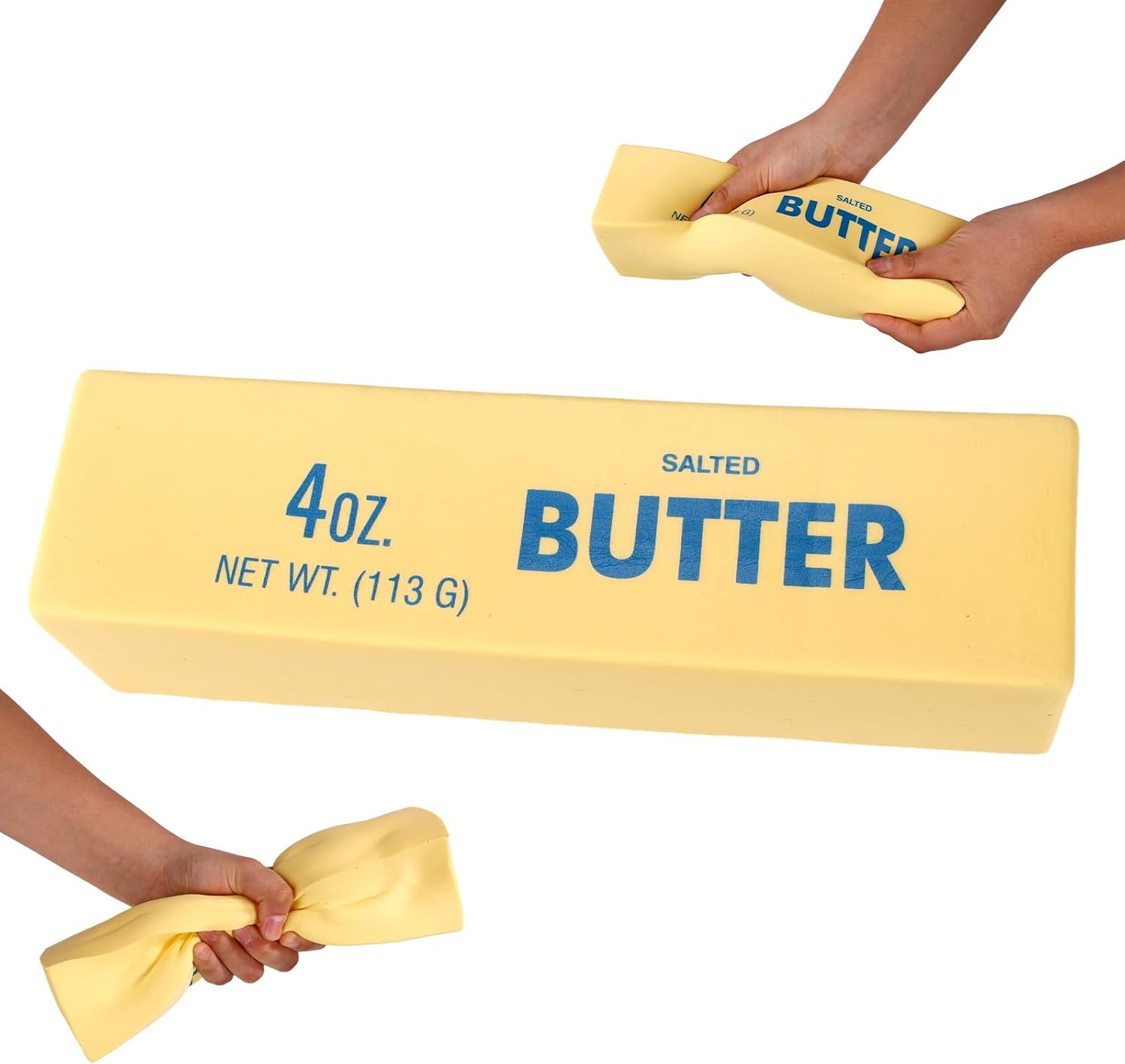 Large Squeeze Butter Squishy Toy, PU Material Butter Stick Slow Rising Squeeze Food Fidget Toy for Office School (Light Yellow)