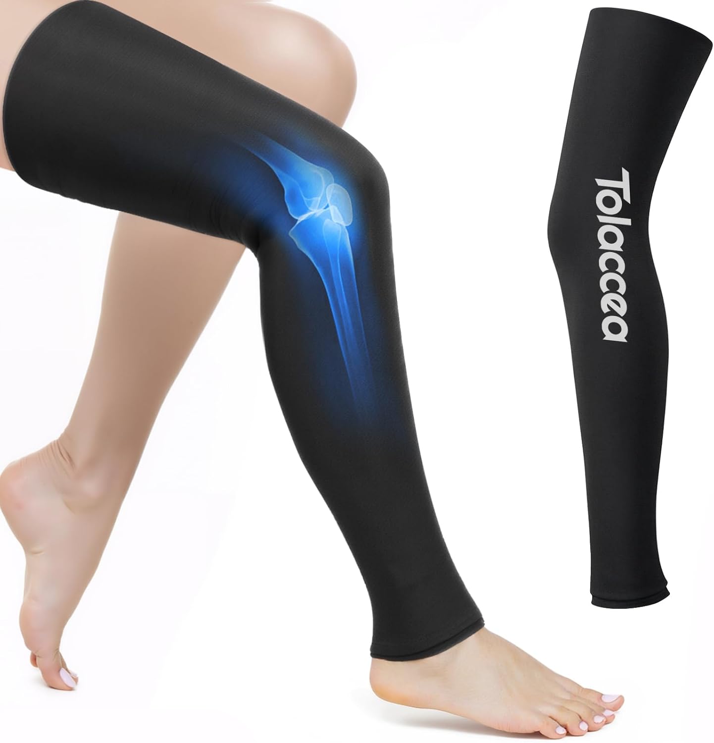 Tolaccea Full Leg Ice Pack Wrap with 360° Coverage and Expert Gel for Muscle Recovery After Exercise, Ice Pack Wrap Around Entire Leg for Pain Relief, Foot Calf and Thigh Legs Shins Hamstrings