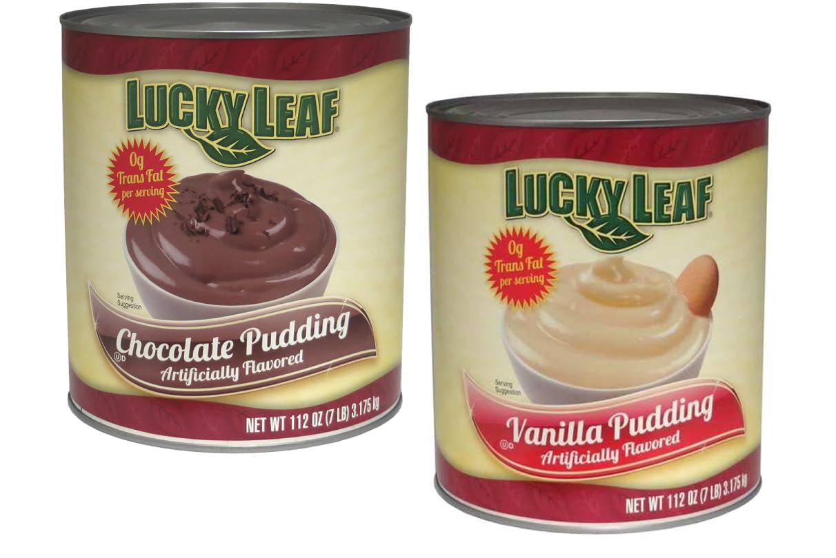 Lucky Leaf Ready To Use Premium Pudding, Two 7 lb (112 oz.) #10 Cans (Variety Pack)