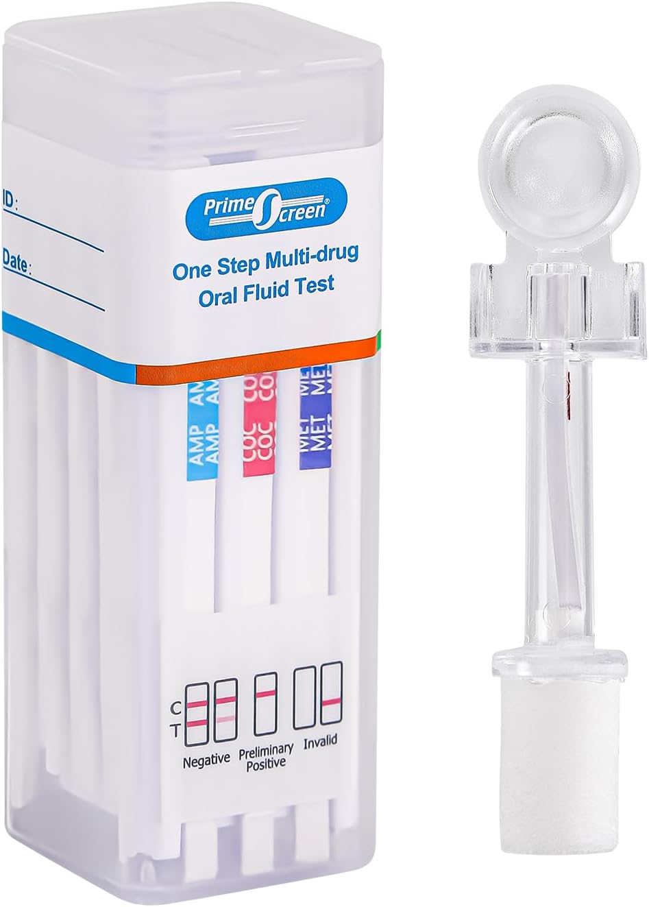 PrimeScreen Drug Testing Kits 7 in 1 Saliva Drug Test Oral Fluid Testing for Cannabis Cocaine Speed Heroin Oxy PCP MET 1 Pack